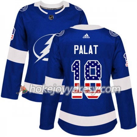 Dámské Hokejový Dres Tampa Bay Lightning Ondrej Palat 18 2017-2018 USA Flag Fashion Modrá Adidas Authentic